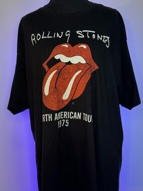 Rolling Stones Tongue Graphic Band Tee Black Vintage Style Tour Shirt L